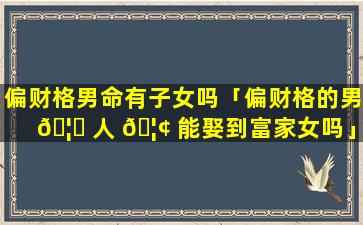 偏财格男命有子女吗「偏财格的男 🦈 人 🦢 能娶到富家女吗」